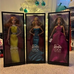 3 Pc The Barbie Look Red Carpet Model Muse Doll Lot 2013 Black Label NRFB